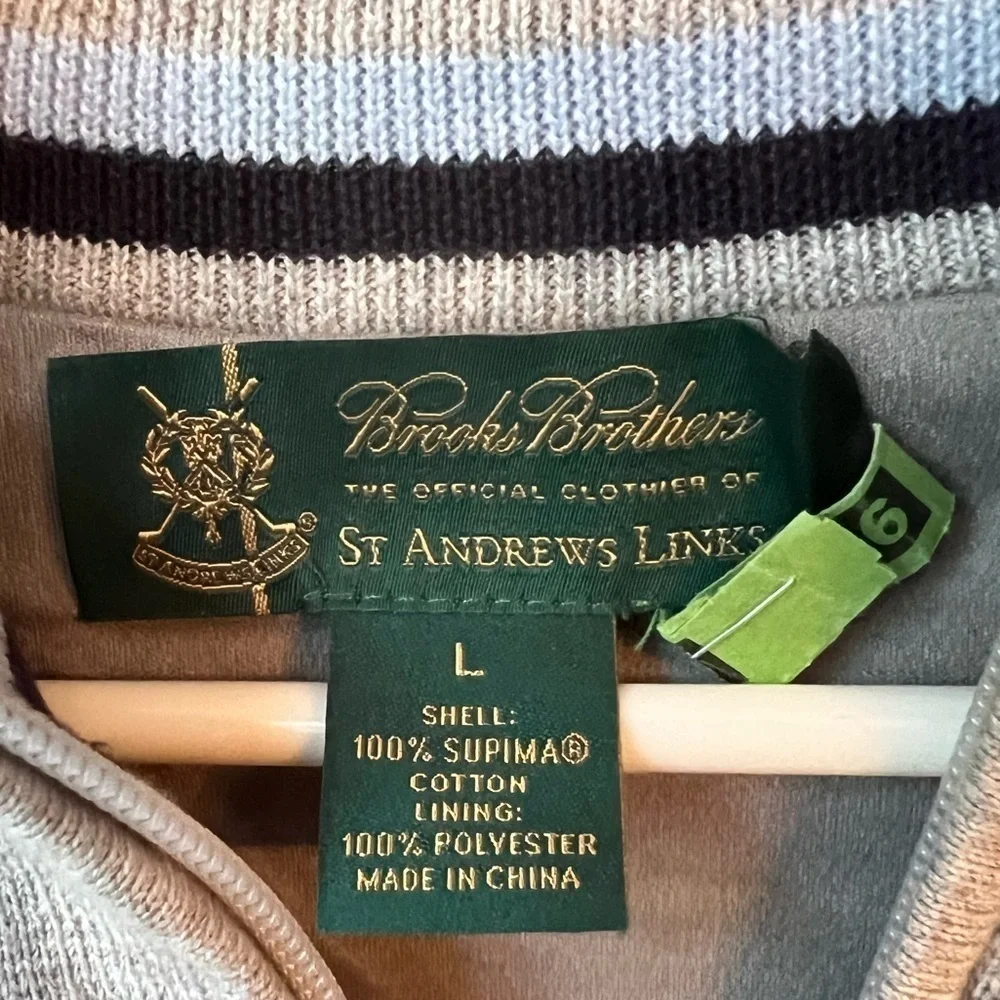 Brooks Brothers Vintage St Andrews Links Supima Sweater Vest Zip Up Size Large